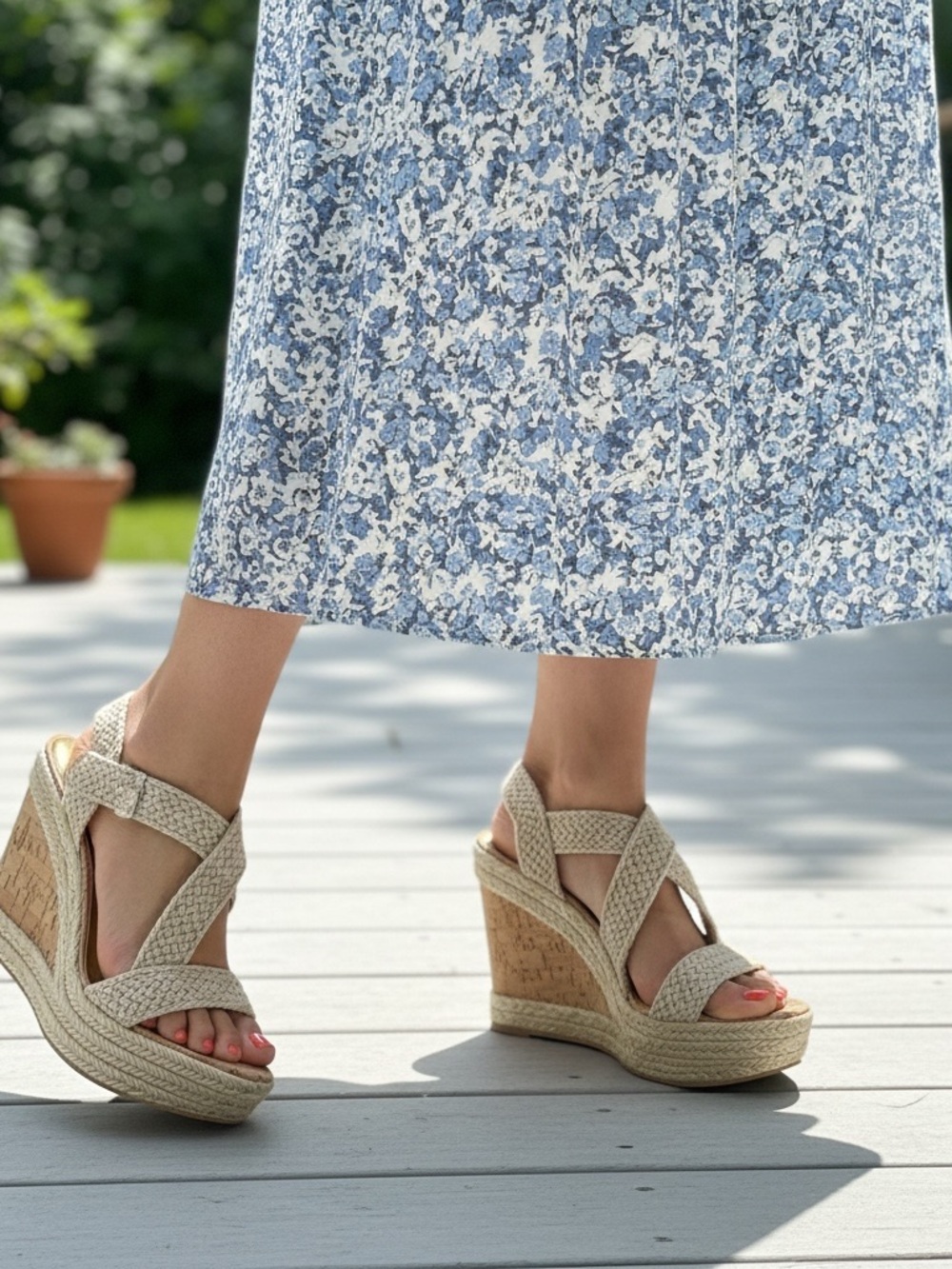 Nine West Beige Braided Espadrille Wedge Sandals